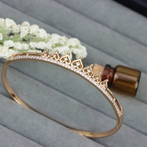 Rose Gold Heart Crown Bangle with Crystal Accent, XPBL0477 - Picture 12 of 12